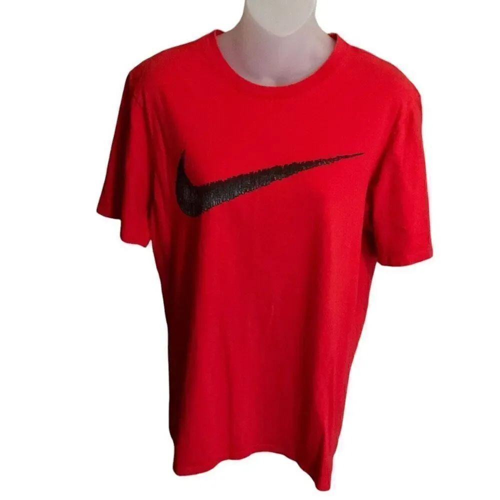 Nike Tee Shirt Crew Neck Short Sleeve Dark Red Nike Logo Black Cotton Medium